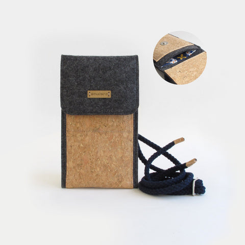 Olkalaukku OnePlus Nord 2:lle | valmistettu huovasta ja luomupuuvillasta | antrasiitti - kukinta | Malli KEDJA