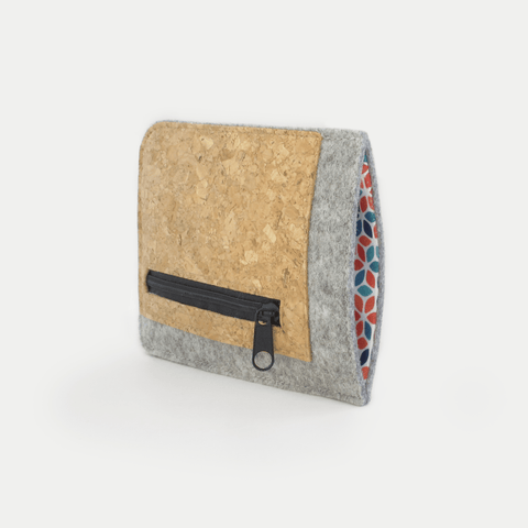 Matkapuhelinkotelo korttipaikalla Xiaomi Poco F5:lle | vaaleanharmaa - värikäs | Malli "ZIP"