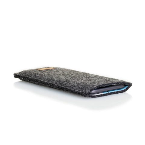 Matkapuhelinkotelo Sony Xperia 1 V:lle | valmistettu huovasta ja luomupuuvillasta | antrasiitti - muodot | Malli "LET"