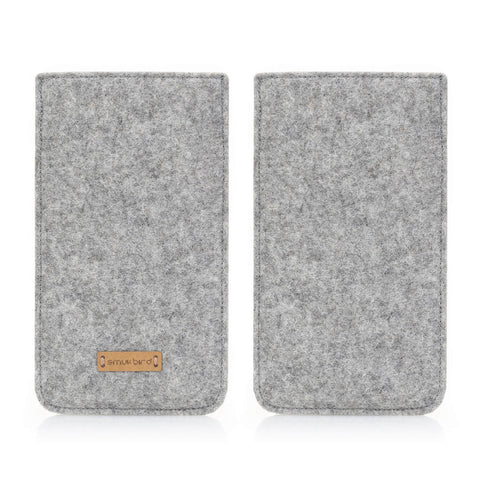Matkapuhelinkotelo Xiaomi Poco X5:lle | valmistettu huovasta ja luomupuuvillasta | vaaleanharmaa - värikäs | Malli "LET"