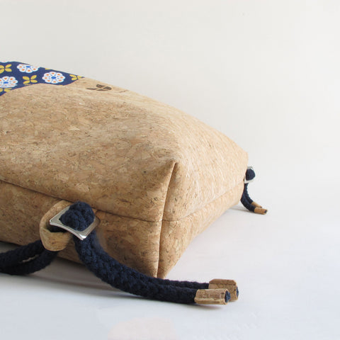 Liikuntalaukku, reppu | valmistettu puuvillasta ja korkista | Kukinta