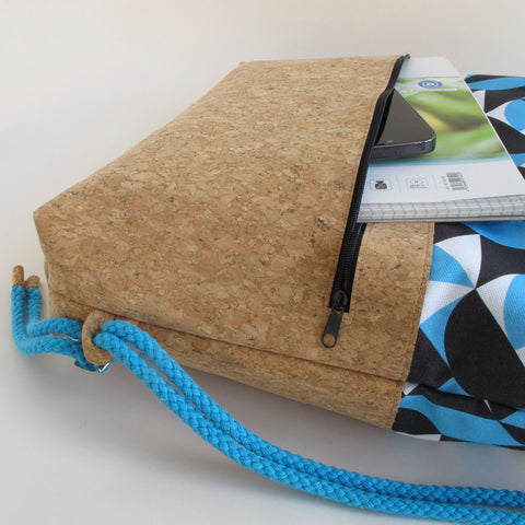 Liikuntalaukku, reppu | valmistettu puuvillasta ja korkista | Muodot