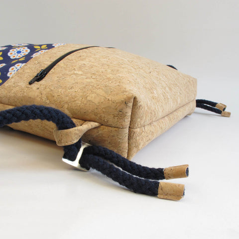 Lasten kuntosalilaukku, pieni reppu | valmistettu luomupuuvillasta ja korkista | Kukinta