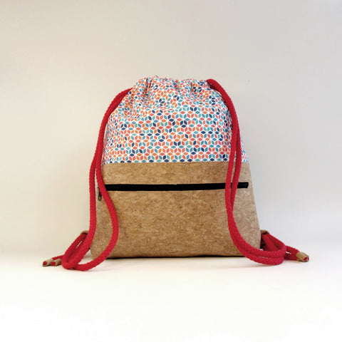 Lasten kuntosalilaukku, pieni reppu | valmistettu puuvillasta ja korkista | Värikäs