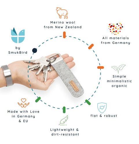 Huopainen avaimenperä | vaalean harmaa