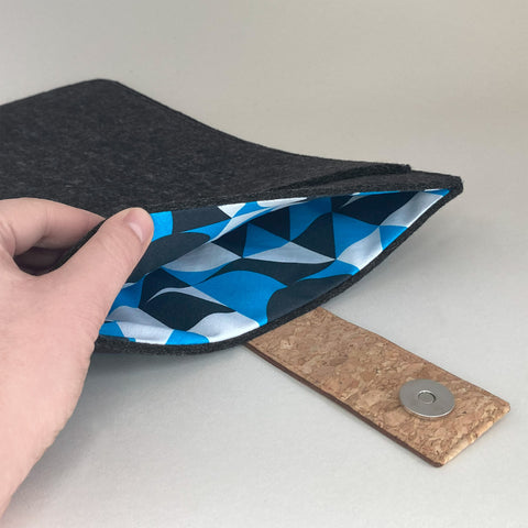 Kotelo Asus Zenbook 14:lle | magnettilukolla ja ylimääräisellä taskulla  | antrasiitti - muodot | Malli "HAKA"