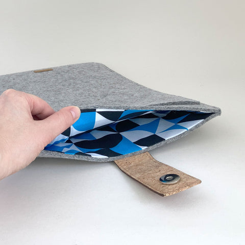 Kotelo Asus Zenbook CX1:lle | magnettilukolla ja ylimääräisellä taskulla  | vaaleanharmaa - muodot | Malli "HAKA"