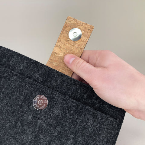 Kotelo Asus Zenbook 14X:lle | magnettilukolla ja ylimääräisellä taskulla  | antrasiitti - värikäs | Malli "HAKA"