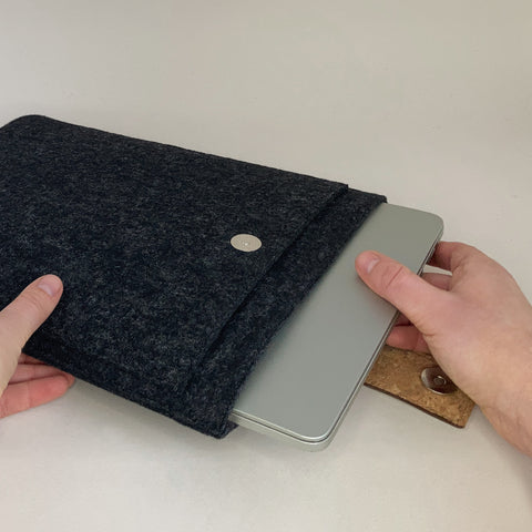 Kotelo Asus Zenbook 14:lle | magnettilukolla ja ylimääräisellä taskulla  | antrasiitti - muodot | Malli "HAKA"