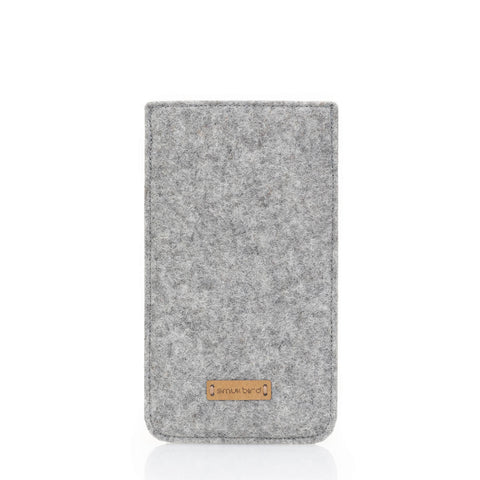Puhelinkotelo Samsung Galaxy Z Fold4:lle | huovasta ja luomupuuvillasta | vaaleanharmaa - värikäs | malli "LET"