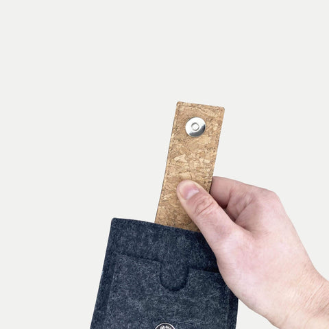 Puhelinkotelo iPhone 16 Prolle | magneettisulkimella ja erillisellä taskulla | antrasiitti - Bloom | malli HAKA