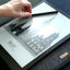Kotelo Surface Go 2:lle | valmistettu huovasta ja luomupuuvillasta | vaaleanharmaa - värikäs | Malli "LET"