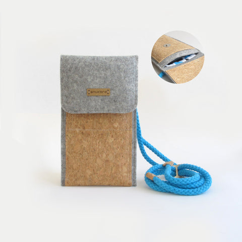 Olkalaukku Fairphone 4:lle | valmistettu huovasta ja luomupuuvillasta | vaaleanharmaa - muodot | Malli KEDJA
