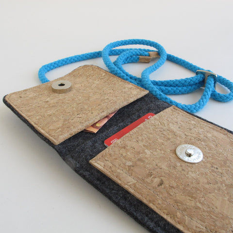Olkalaukku Fairphone 4:lle | valmistettu huovasta ja luomupuuvillasta | antrasiitti - muodot | Malli KEDJA