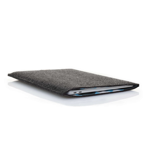 Kotelo MacBook Pro 16:lle | valmistettu huovasta ja luomupuuvillasta | antrasiitti - muodot | Malli "LET"