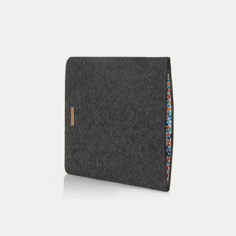 Kotelo iPad Prolle 12,9" - 5. sukupolvi | valmistettu huovasta ja luomupuuvillasta | antrasiitti - värikäs | Malli "LET"