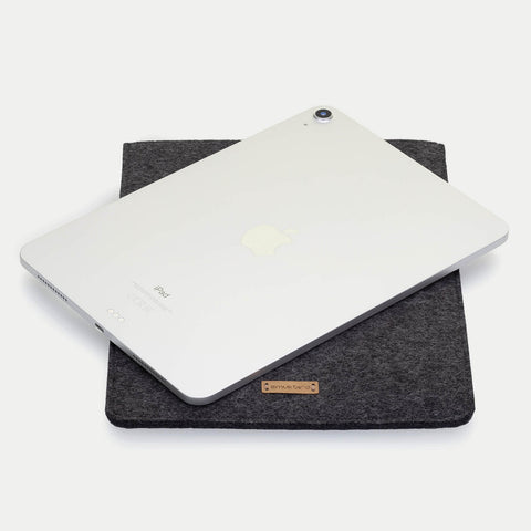 Kotelo iPad Prolle 12,9" - 5. sukupolvi | valmistettu huovasta ja luomupuuvillasta | antrasiitti - värikäs | Malli "LET"