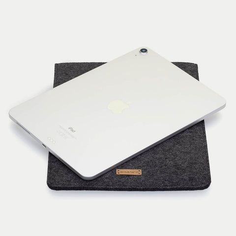 Kotelo iPad Prolle 11" - 4. sukupolvi | valmistettu huovasta ja luomupuuvillasta | antrasiitti - muodot | Malli "LET"